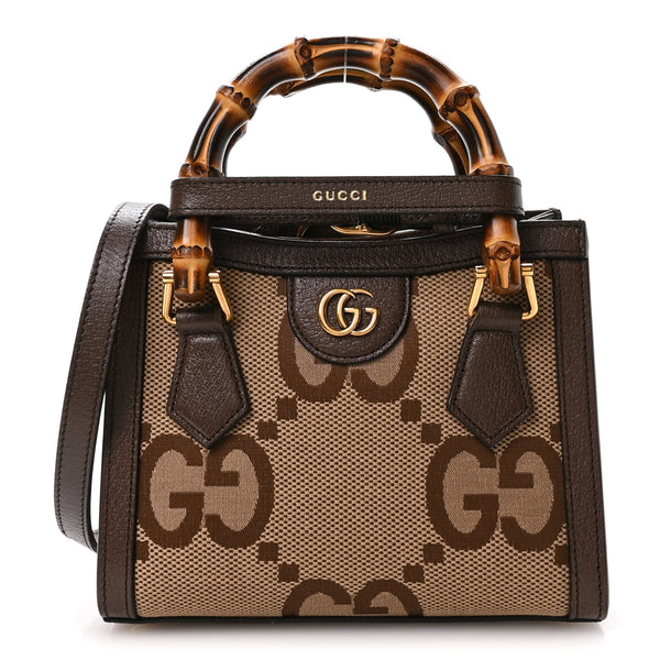 Gucci Monogram Jumbo GG Textured Dollar Calfskin Mini Diana Tote