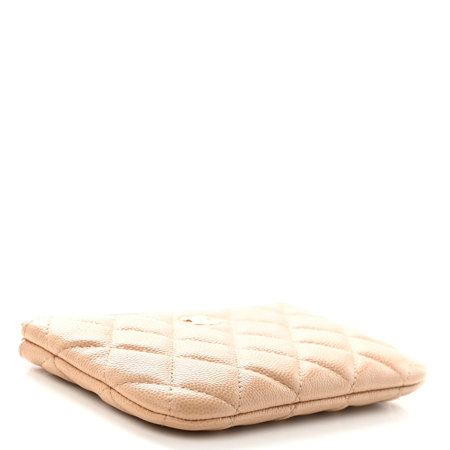 Caviar Quilted Small Cosmetic Case Beige