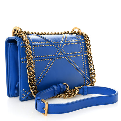 Christian Dior Lambskin Studded Medium Diorama Flap Bag Blue 3 of 12