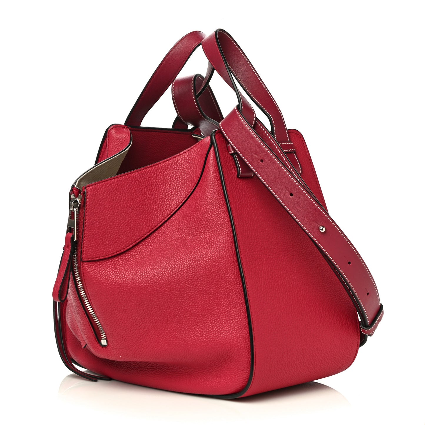 Grained Calfskin Small Hammock Shoulder Bag Raspberry