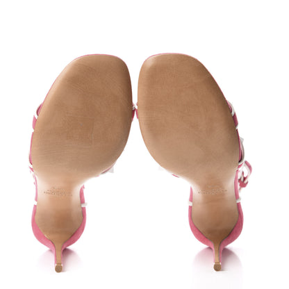 Valentino Garavani Suede Free Rockstud Ankle T-Strap 105mm Sandals 35.5 Shadow Pink White 6 of 9
