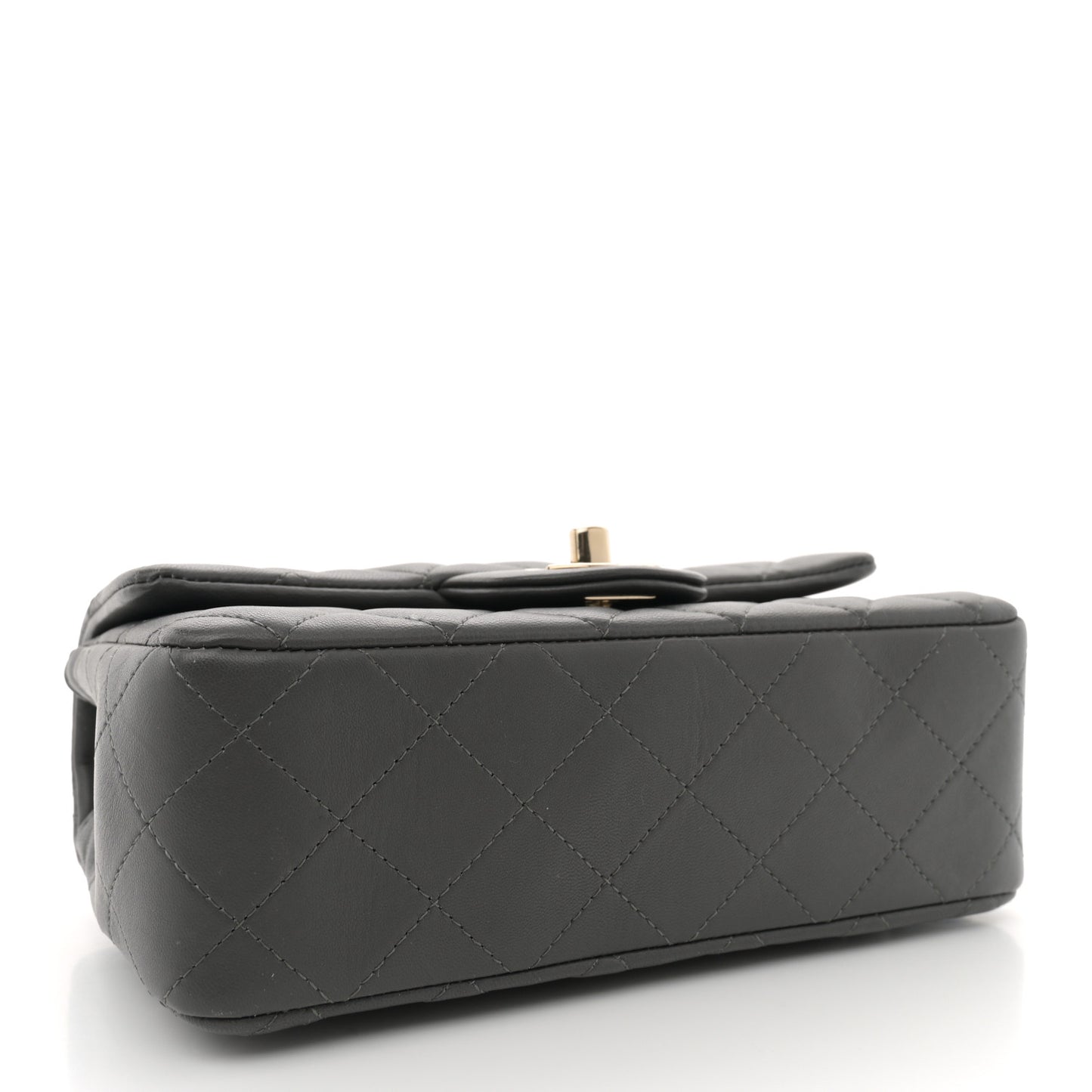 Lambskin Quilted Mini Rectangular Flap Dark Grey