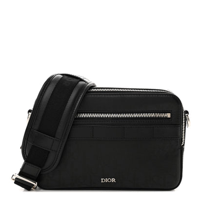 Christian Dior Calfskin Perforated Oblique Galaxy Safari Messenger Bag Black 1 of 12