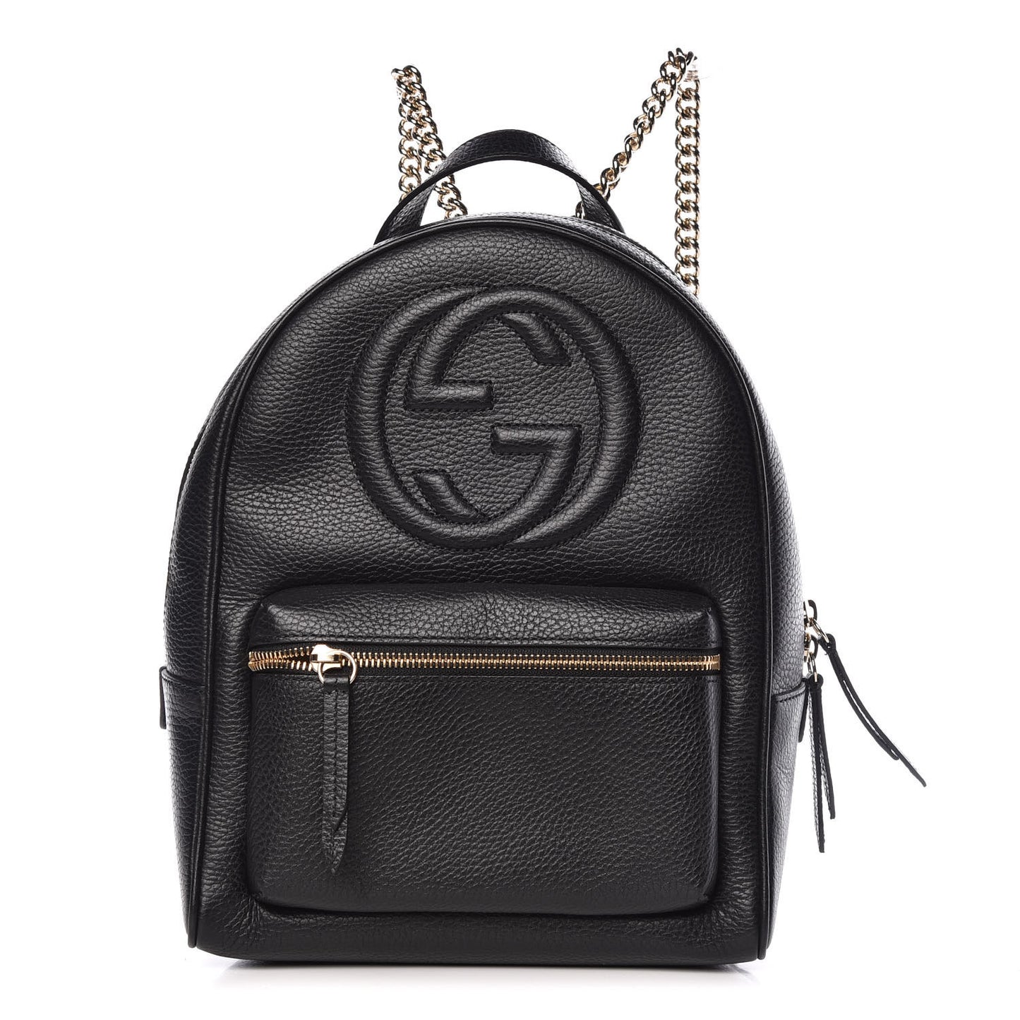 Pebbled Calfskin Soho Chain Backpack Black