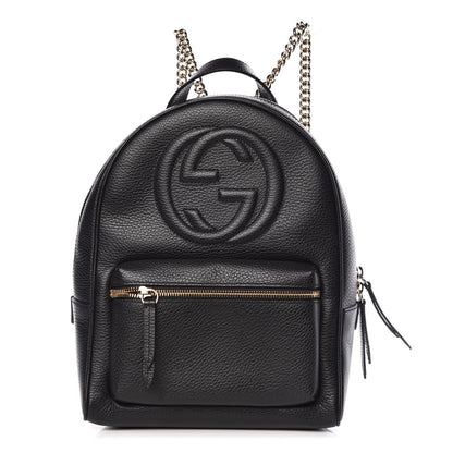 Gucci Pebbled Calfskin Soho Chain Backpack Black 1 of 9