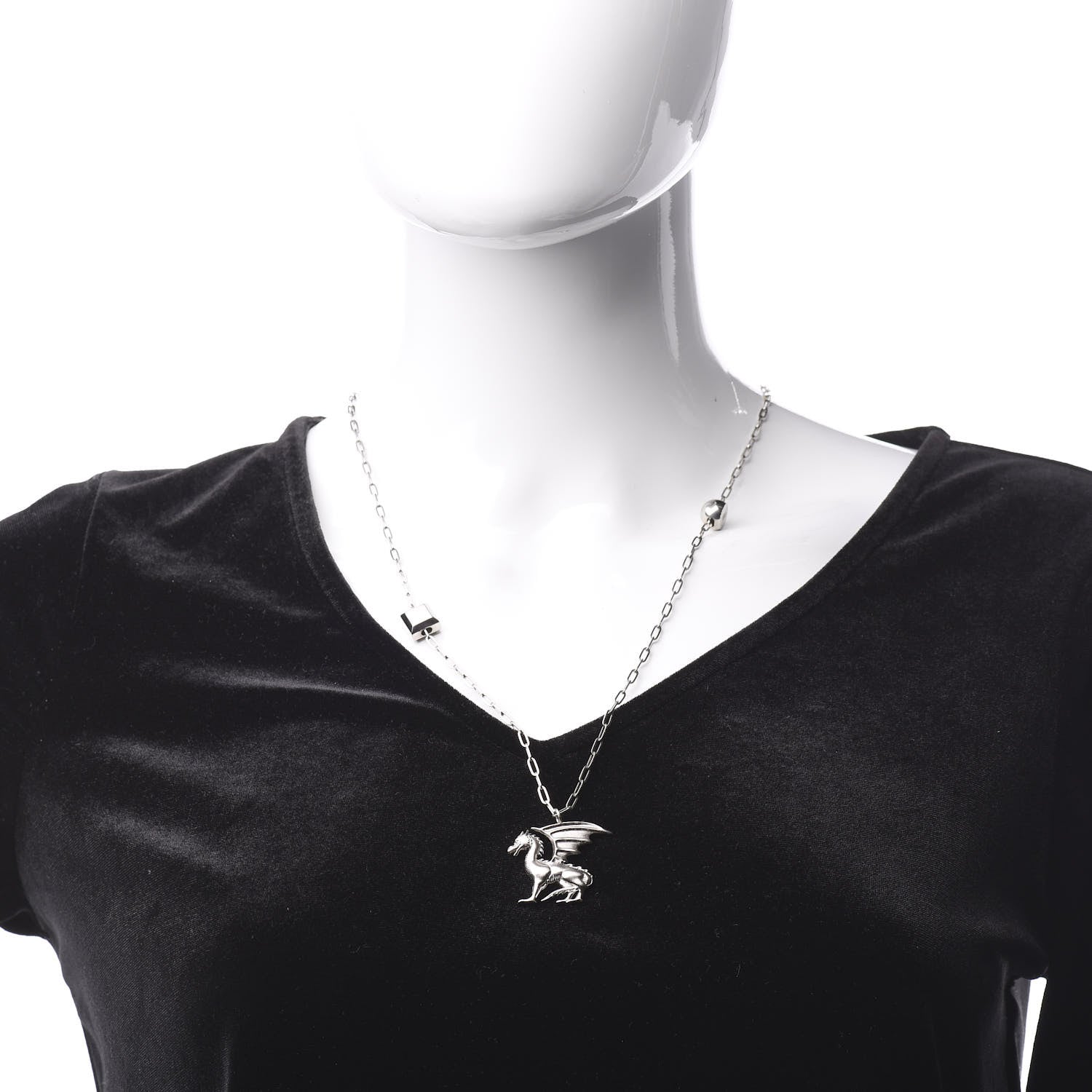 Hermes Palladium Talismans Dragon Aile Pendant Necklace 2 of 5