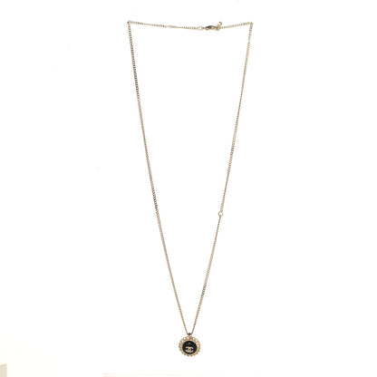 Chanel Metal Lambskin CC Pendant Necklace  Gold Black 3 of 4