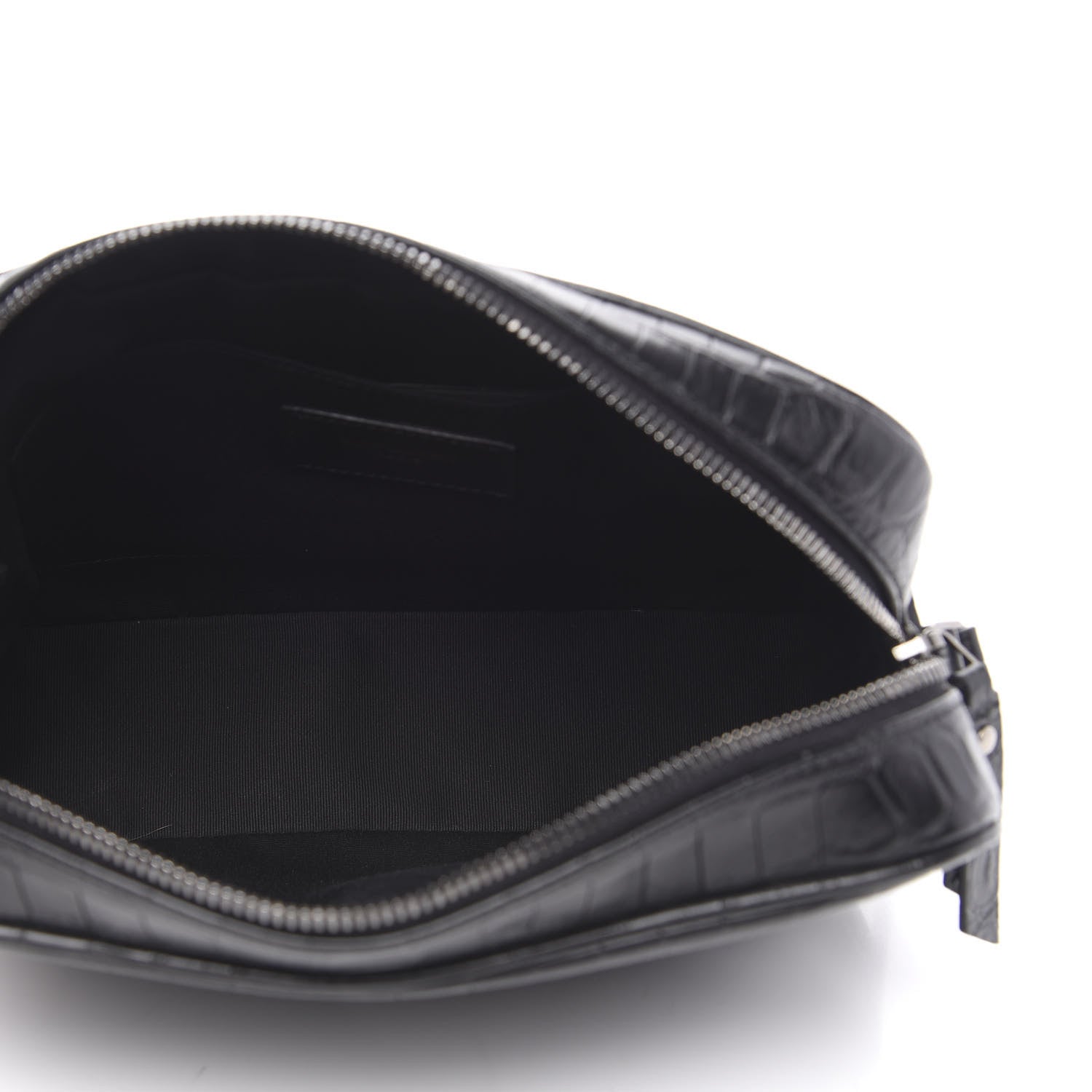Saint Laurent Calfskin Crocodile Embossed Monogram Lou Camera Bag Black 5 of 9