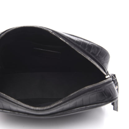 Saint Laurent Calfskin Crocodile Embossed Monogram Lou Camera Bag Black 5 of 9