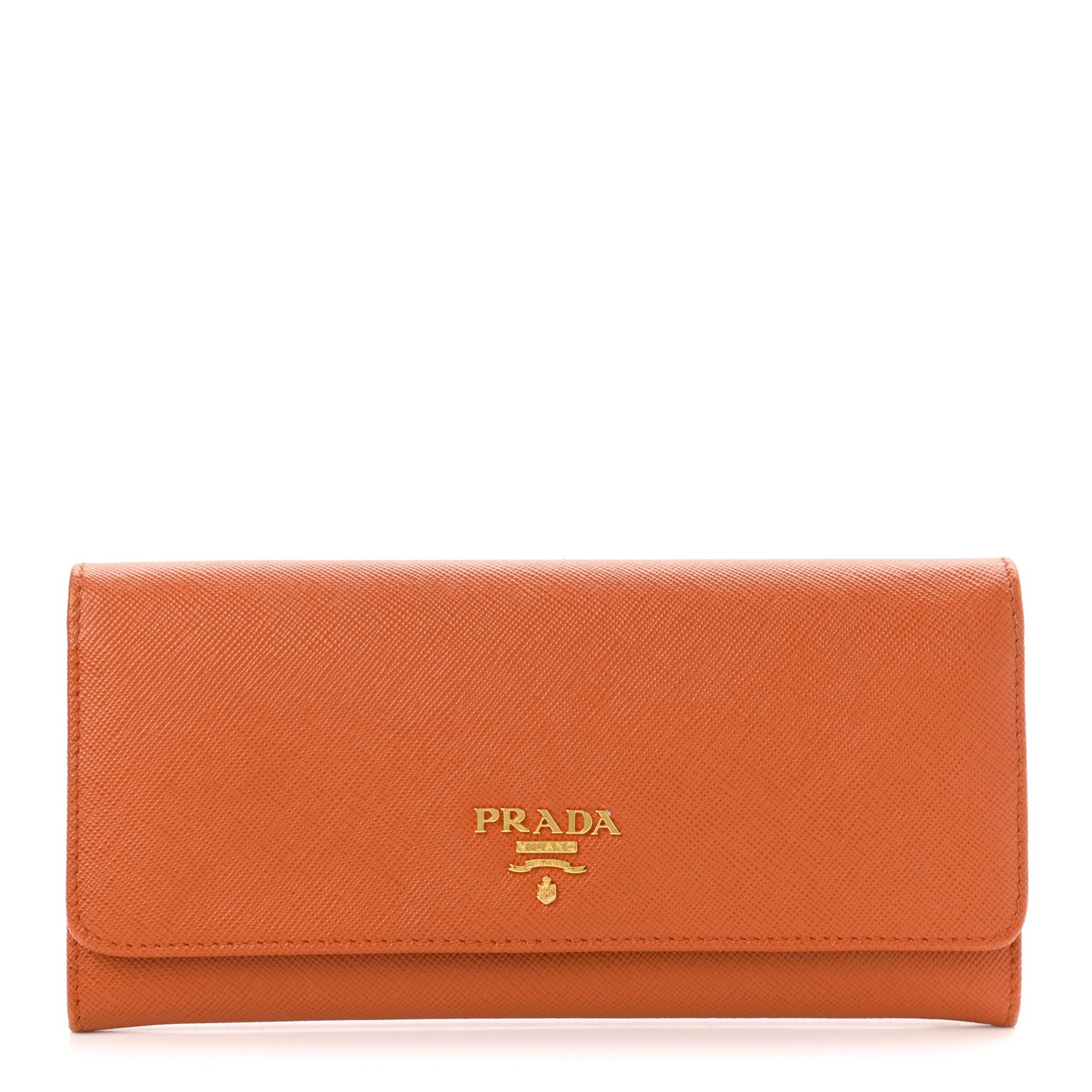 Saffiano Metal Continental Flap Wallet Papaya Fuoco