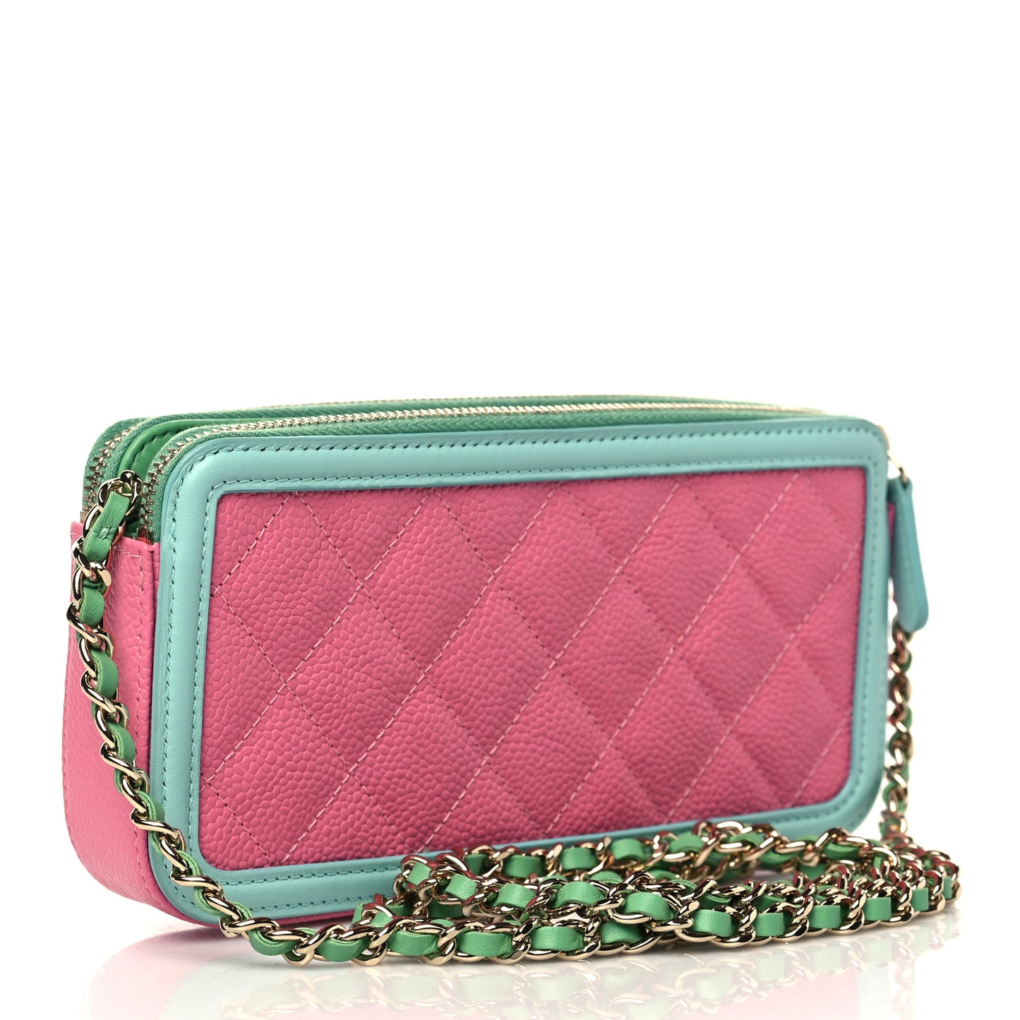 Caviar Quilted CC Filigree Clutch With Chain Pink Green Blue
