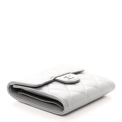 Chanel Metallic Lambskin Quilted Compact Flap Wallet Silver 4 of 11