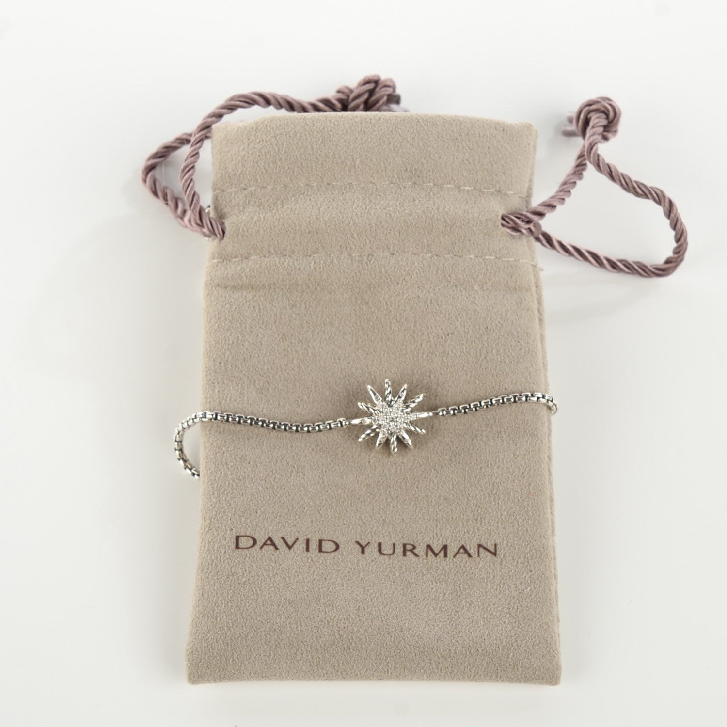 David Yurman Sterling silver Pave Diamond 10-12mm Starburst Station Necklace 4 of 4
