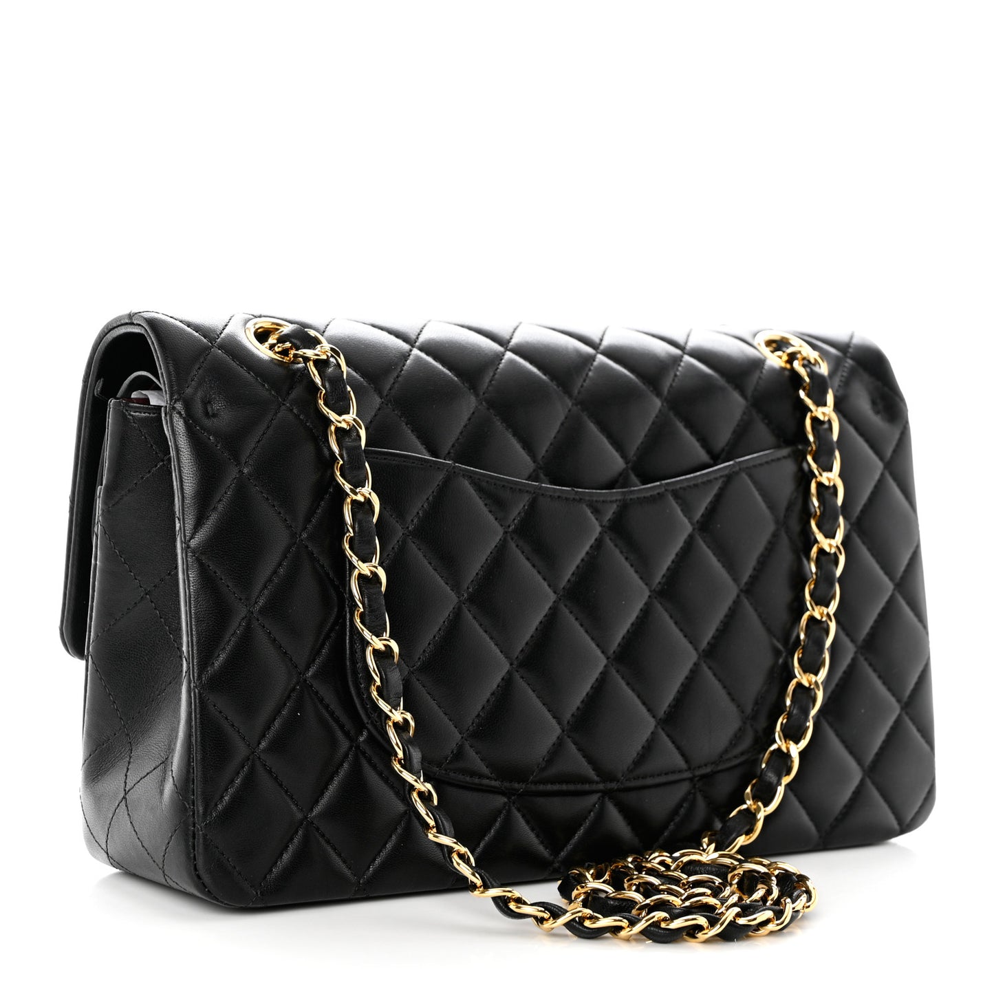 Lambskin Quilted Medium Double Flap Black