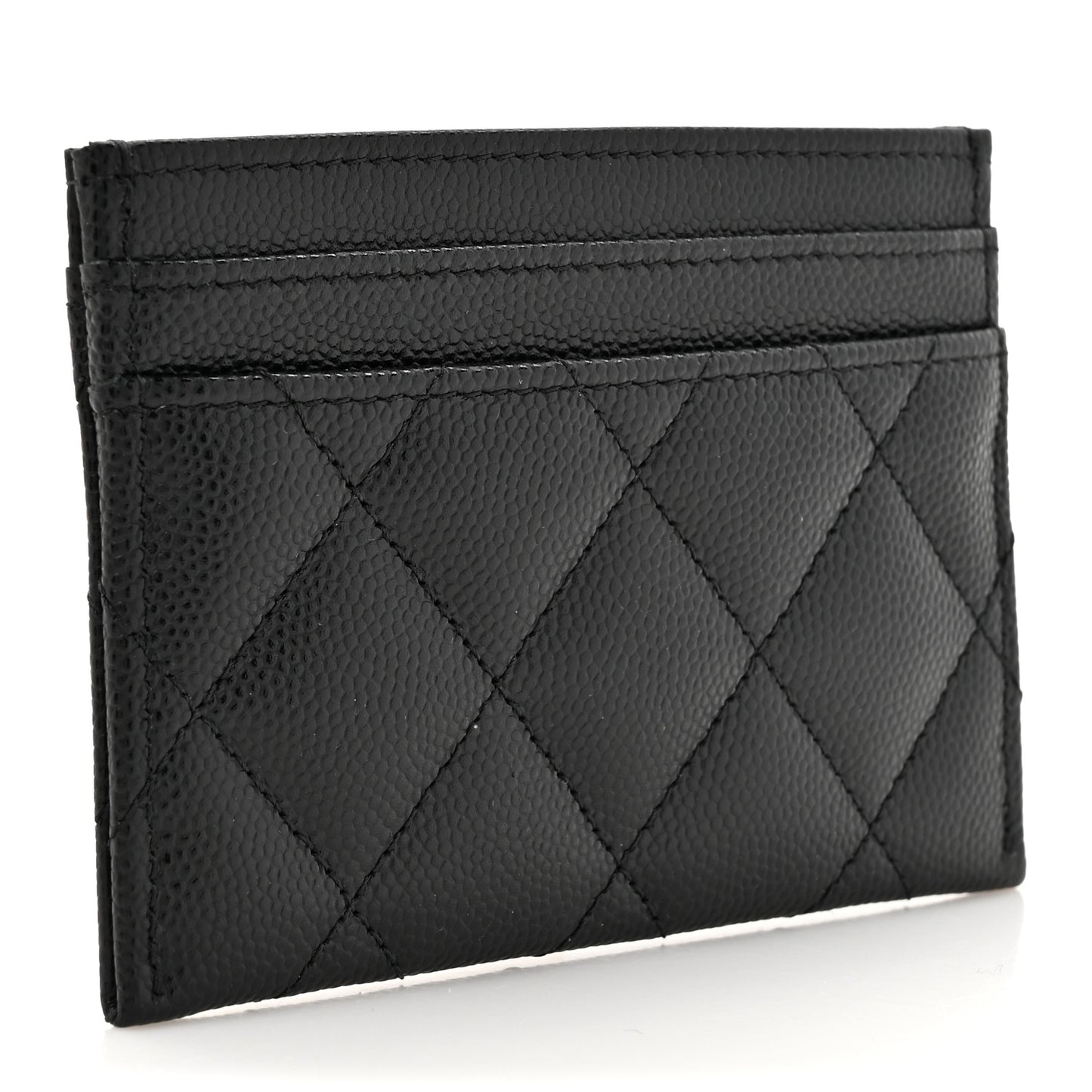 Caviar Quilted Crystal Card Holder Black