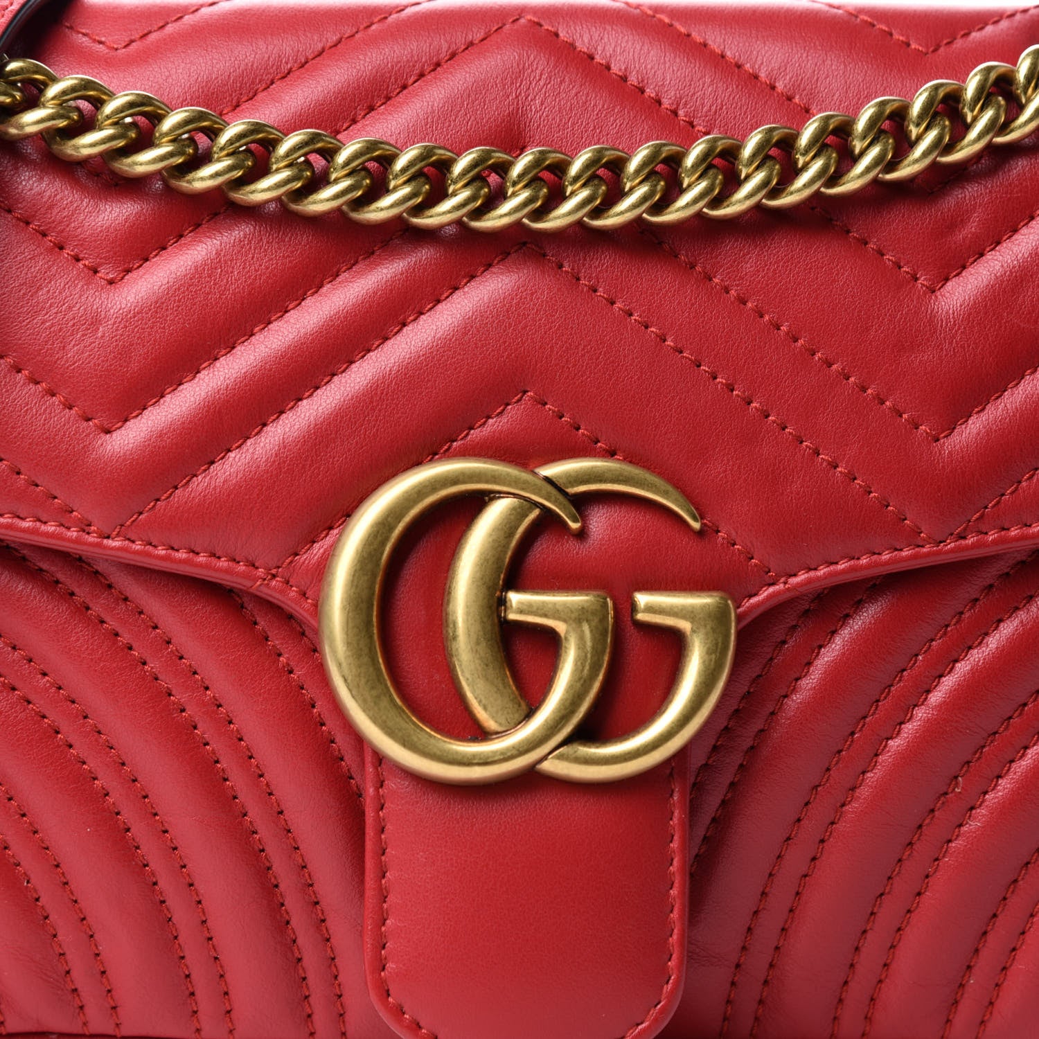 Gucci Calfskin Matelasse Small GG Marmont Shoulder Bag Hibiscus Red 10 of 10