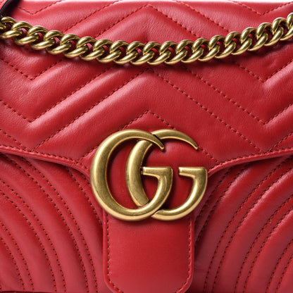 Gucci Calfskin Matelasse Small GG Marmont Shoulder Bag Hibiscus Red 10 of 10
