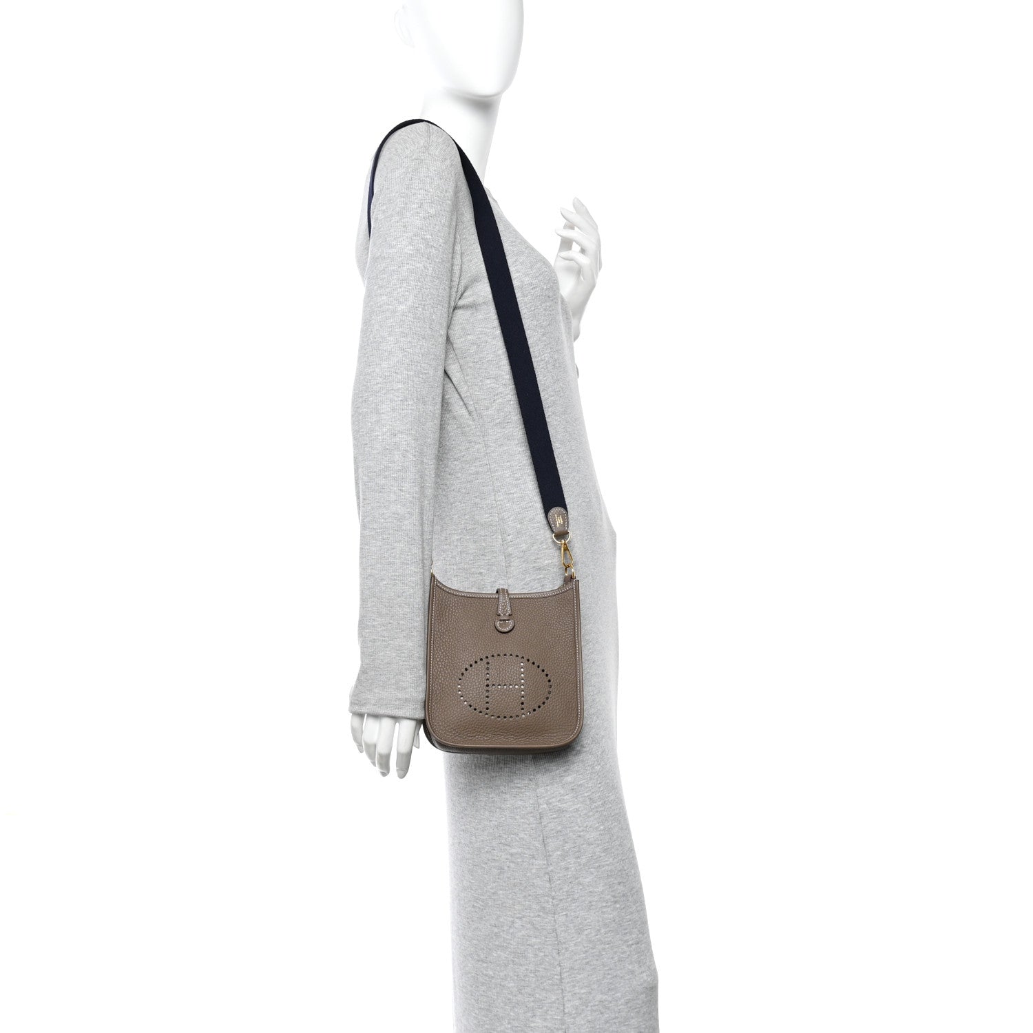 Hermes Taurillon Clemence Amazone Evelyne TPM Etoupe Bleu Indigo 2 of 11