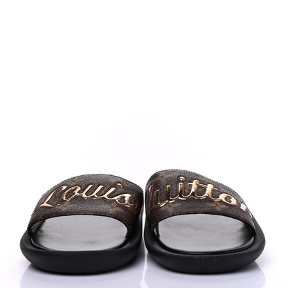 Louis Vuitton Metallic Calfskin Monogram Logo Sunbath Slide Sandals 37 2 of 8