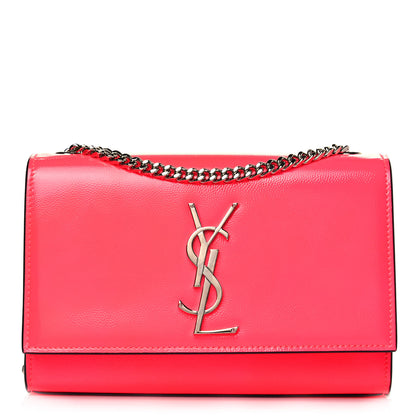 Saint Laurent Patent Grain de Poudre Small Monogram Kate Satchel Neon Pink 1 of 9