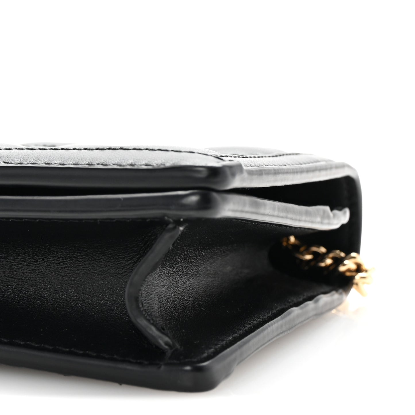 Calfskin GG Matelasse Chain Wallet Black
