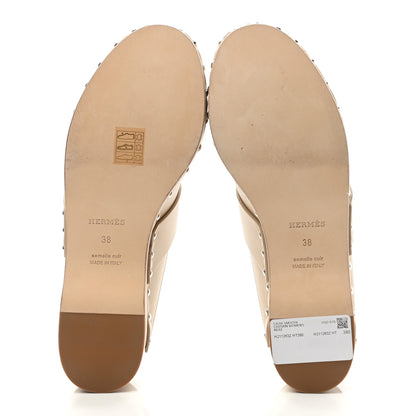 Hermes Calfskin Calya Mules 38 Hetre 5 of 9