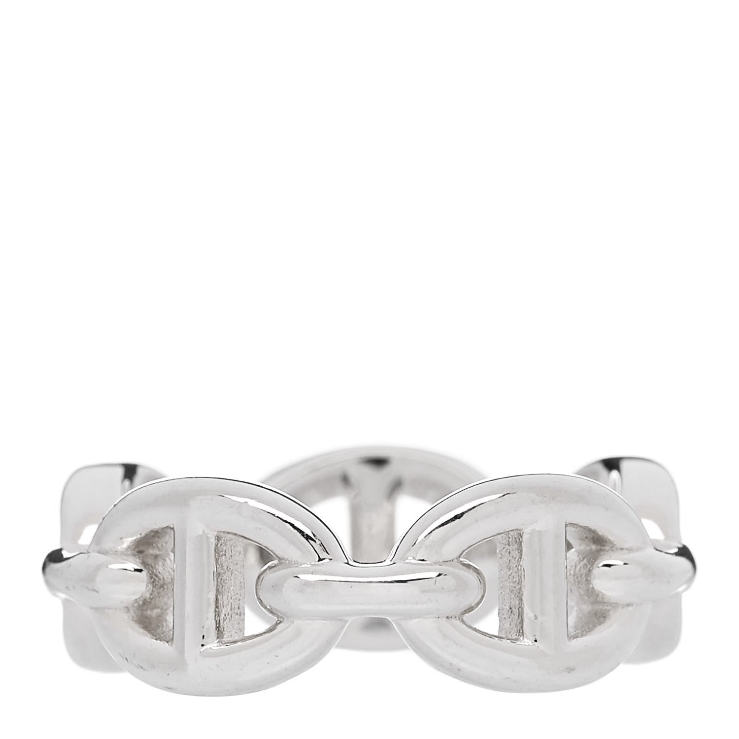 Hermes Sterling Silver PM Chaine d'Ancre Enchainee Band Ring 49 5 4 of 9