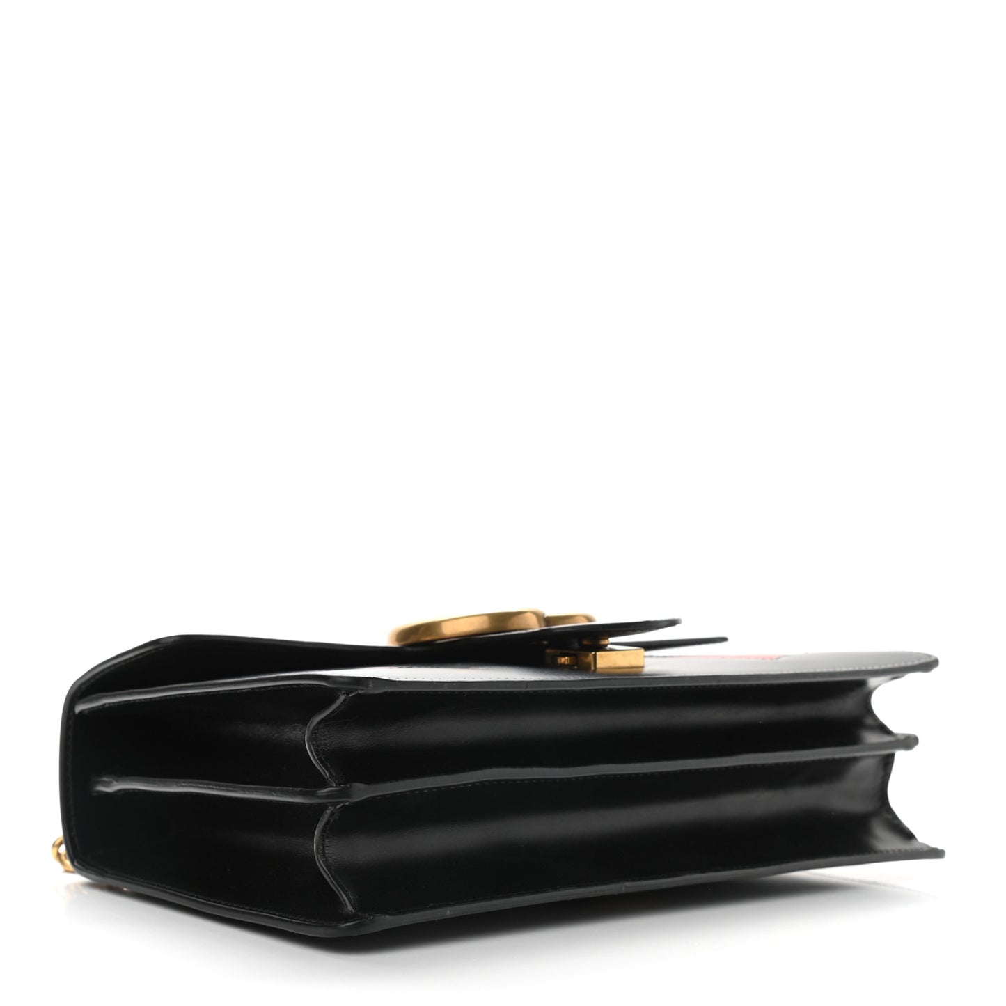 Knight Calfskin Malaga Kid Heart Medium GG Marmont Chain Handle Bag Black Hibiscus Red Multicolor