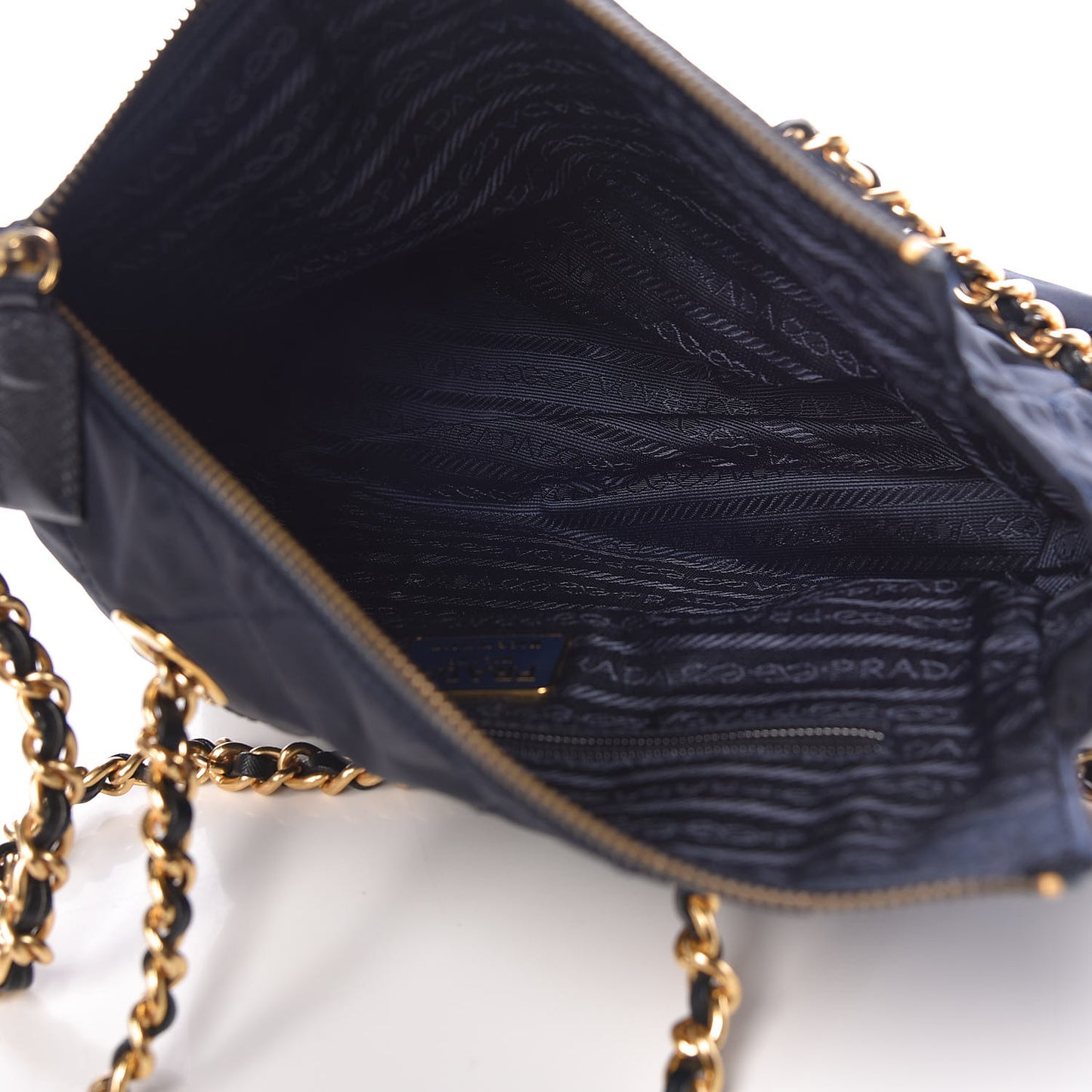 Tessuto Nylon Quilted Shoulder Bag Blue