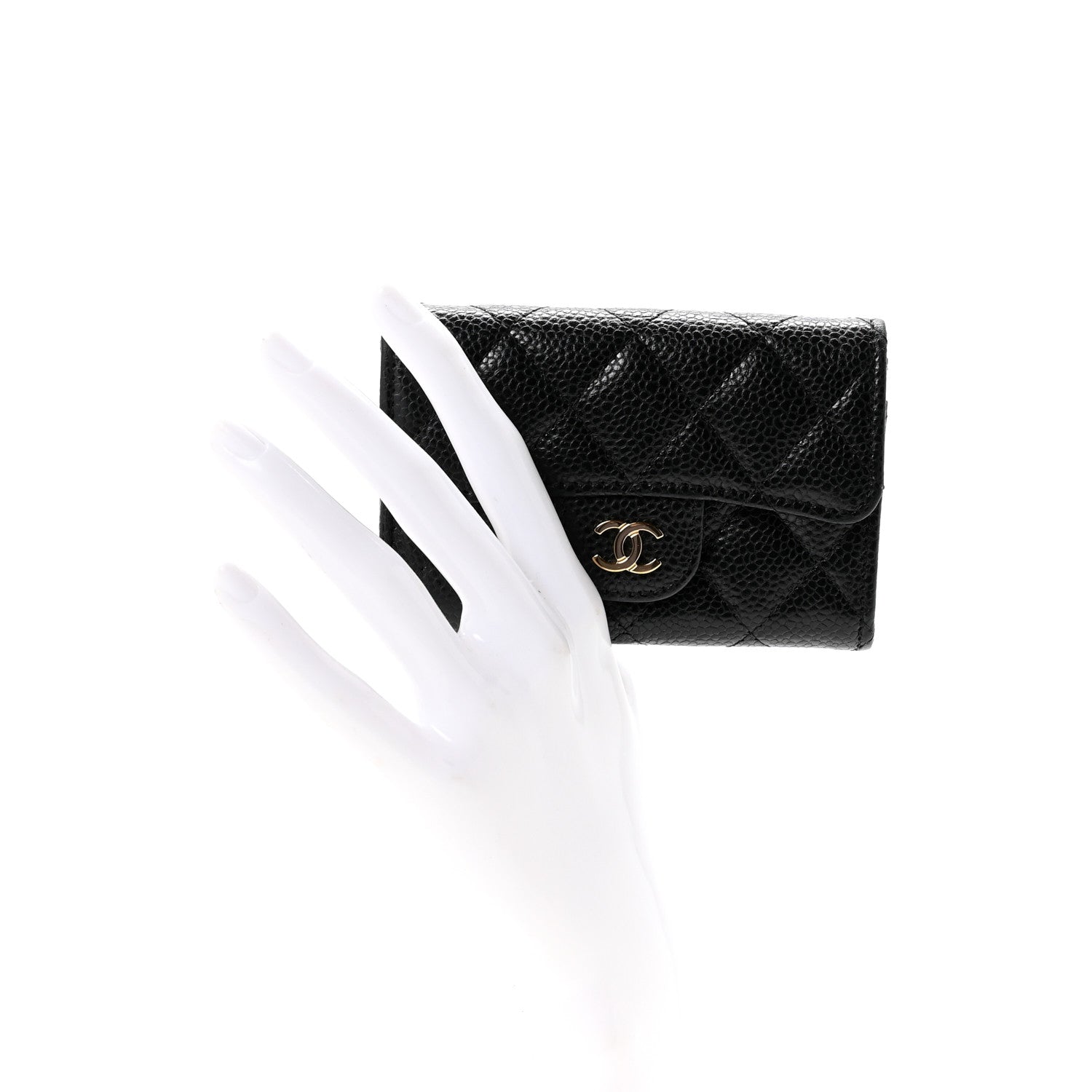 Chanel Caviar Quilted Flap Card Holder Wallet Black 2 of 9