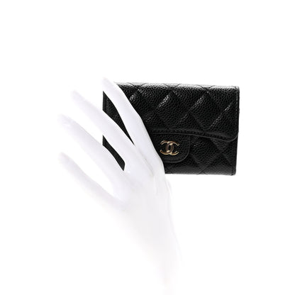 Chanel Caviar Quilted Flap Card Holder Wallet Black 2 of 9
