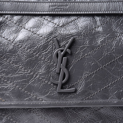 Saint Laurent Crinkled Calfskin Matelasse Monogram Medium Niki Chain Satchel Asphalt 14 of 14