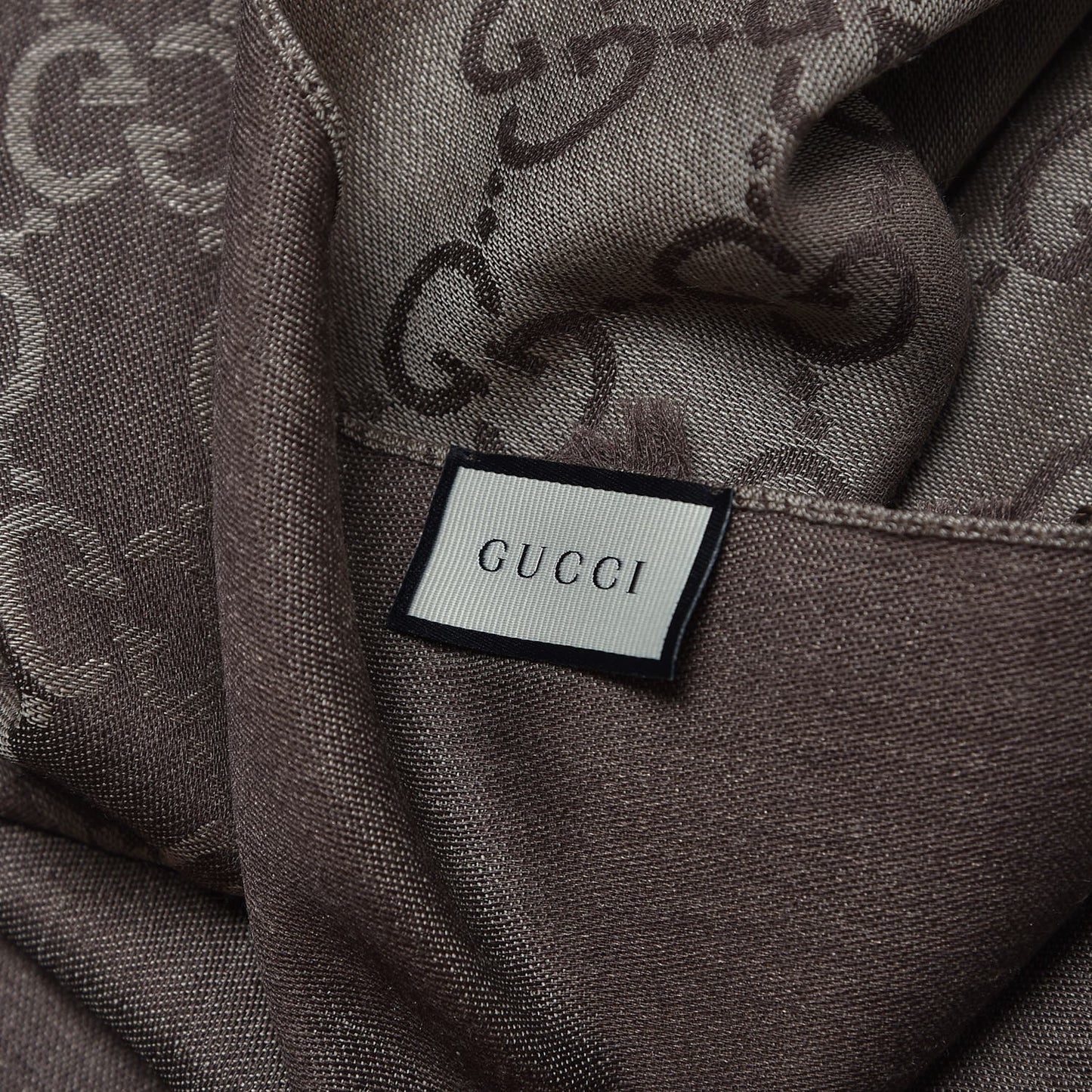 Wool Silk GG Monogram GGNat Scarf Rope Dark Brown
