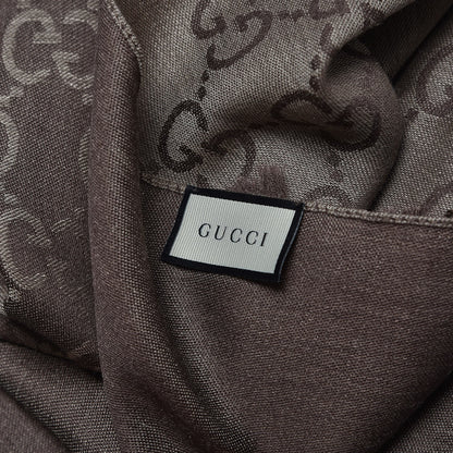 Gucci Wool Silk GG Monogram GGNat Scarf Rope Dark Brown 5 of 5
