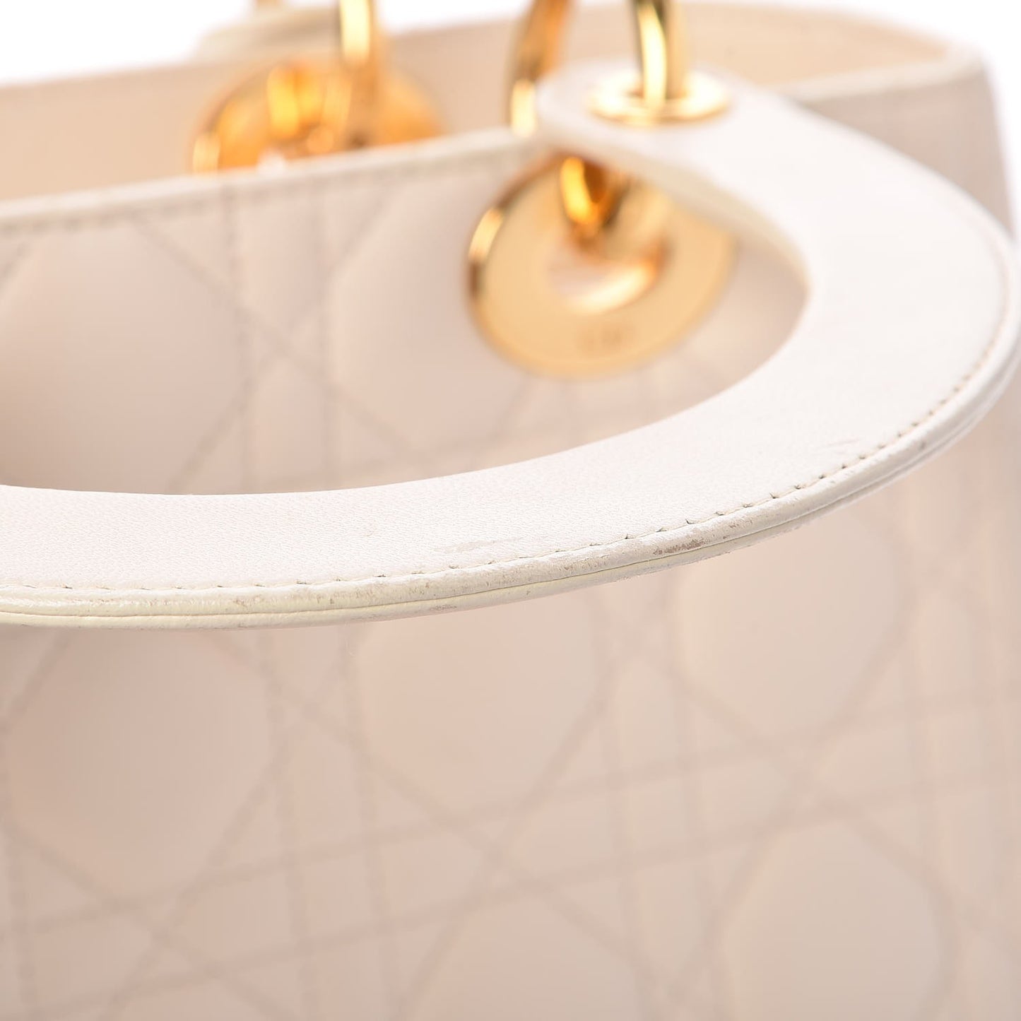 Lambskin Cannage Medium Lady Dior White