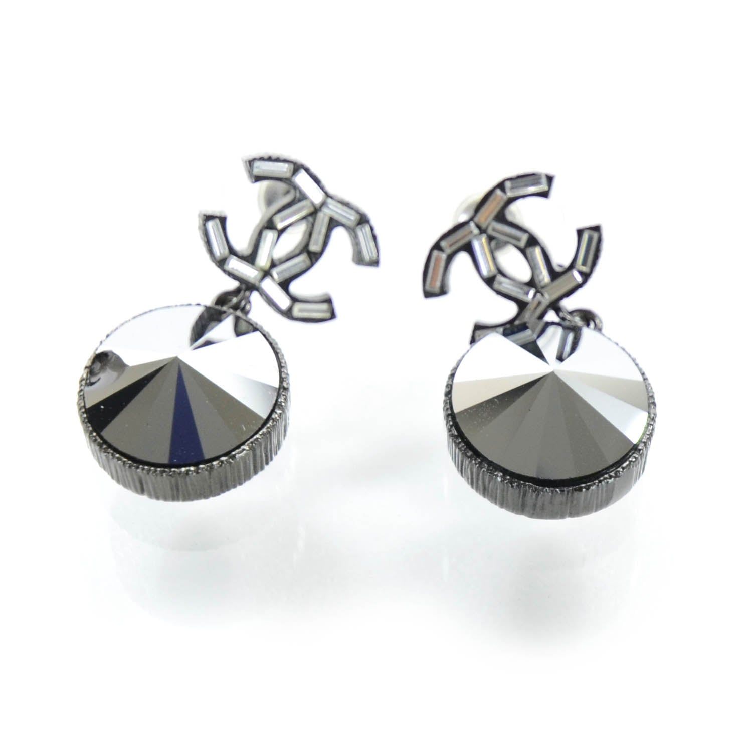 Chanel Crystal Baguette CC Dangle Earrings 1 of 4