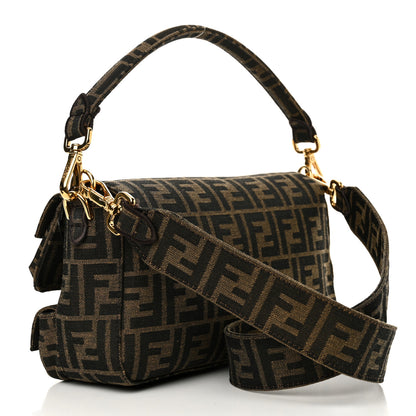 Fendi Fabric Jacquard FF 1974 Multipocket Baguette Tobacco Moro 3 of 12