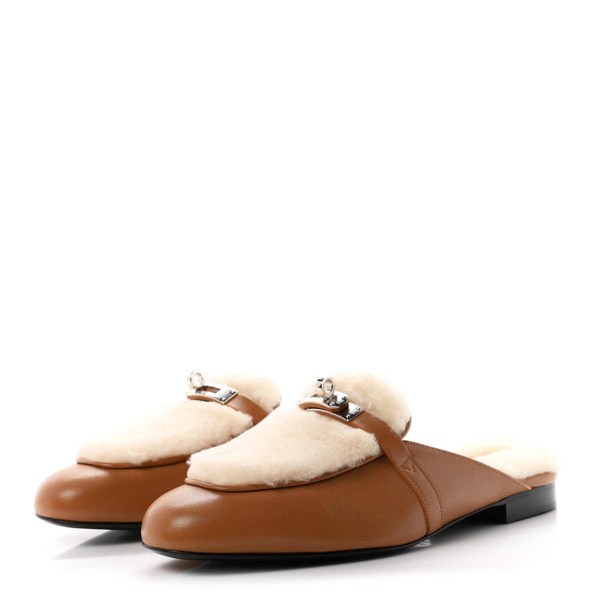 Hermes Goatskin Shearling Womens Oz Mules 38.5 Naturel Ecru 4 of 10