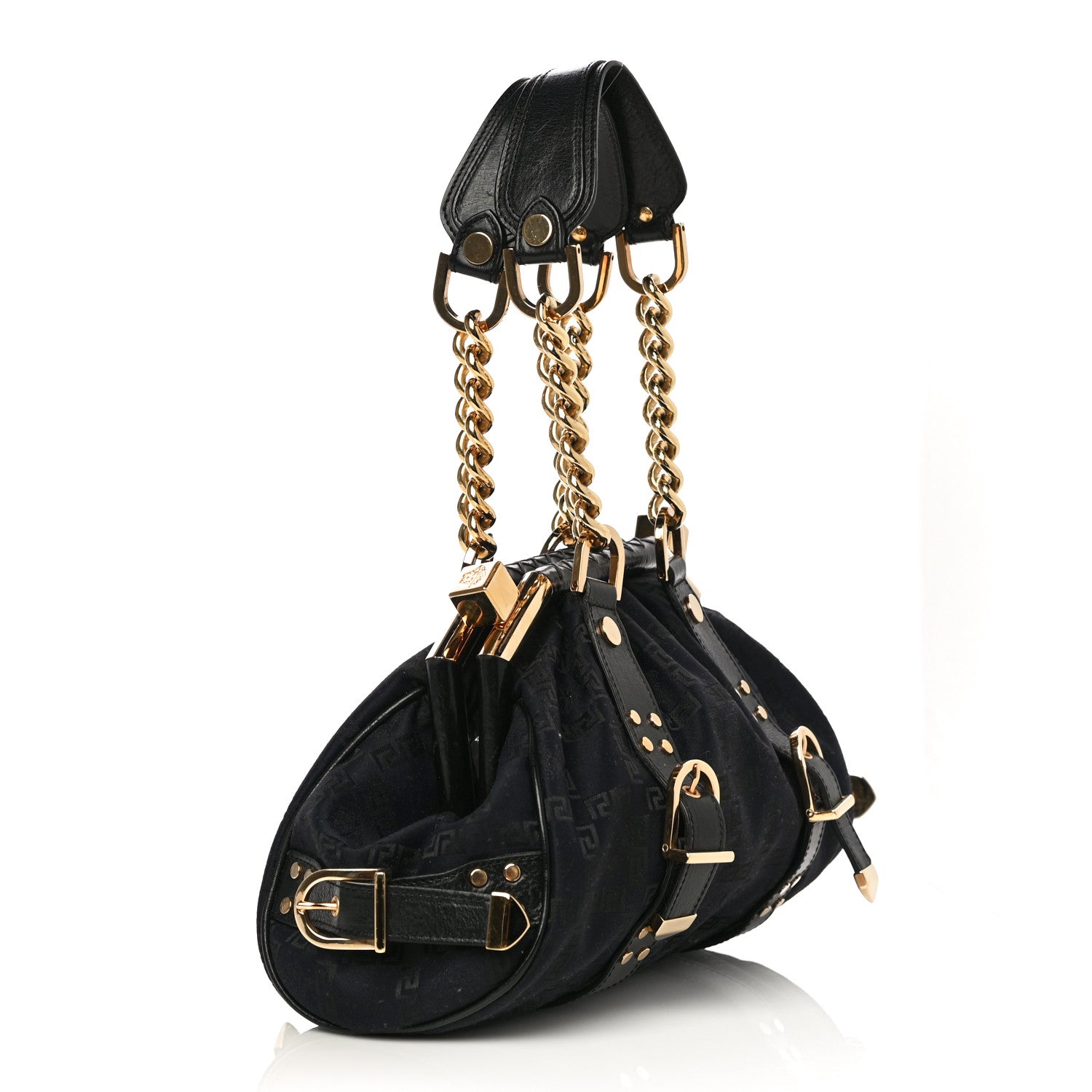 Versace Satin Chain Satchel Black 2 of 10