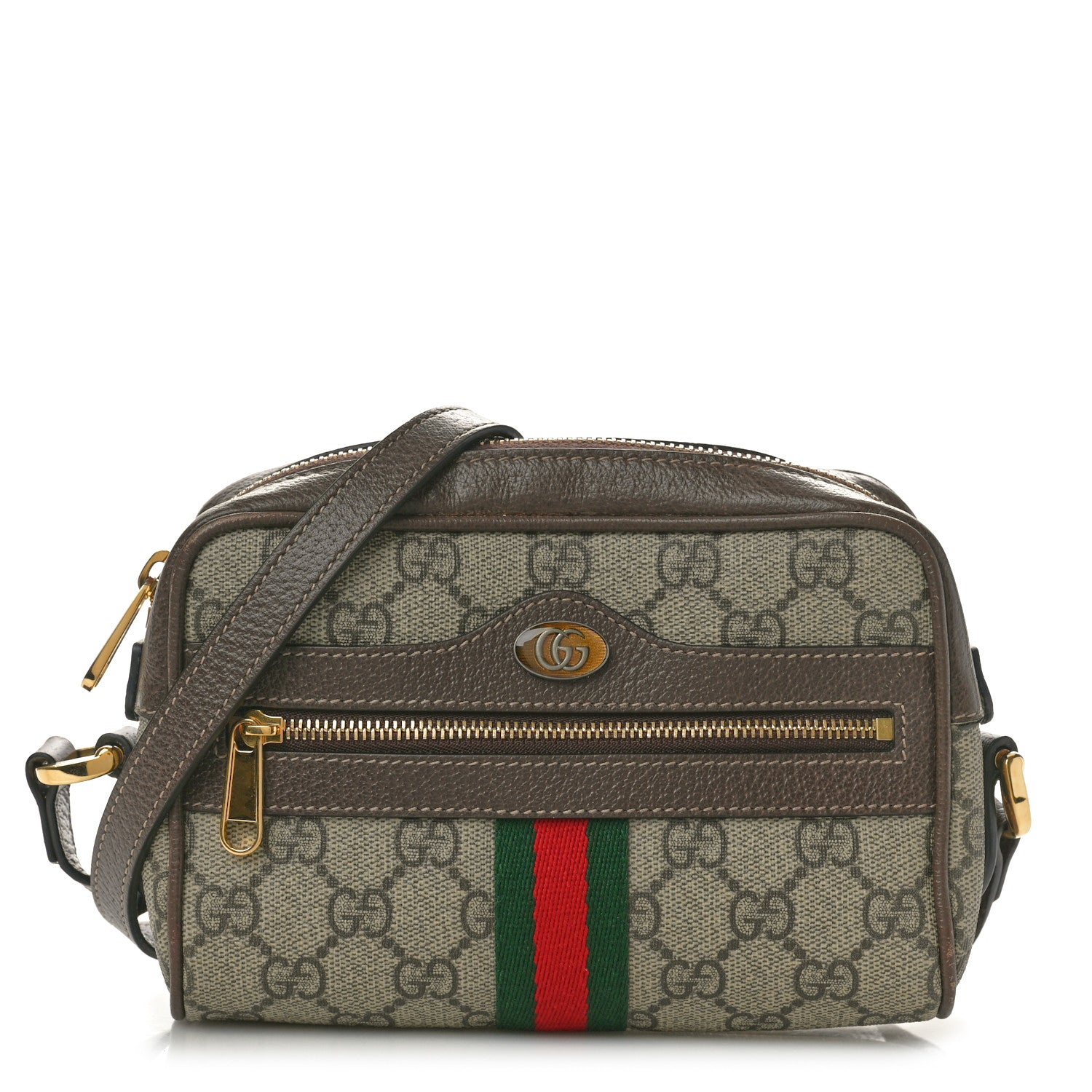 Gucci GG Supreme Monogram Web Mini Ophidia Shoulder Bag Brown 1 of 10