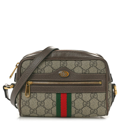 Gucci GG Supreme Monogram Web Mini Ophidia Shoulder Bag Brown 1 of 10