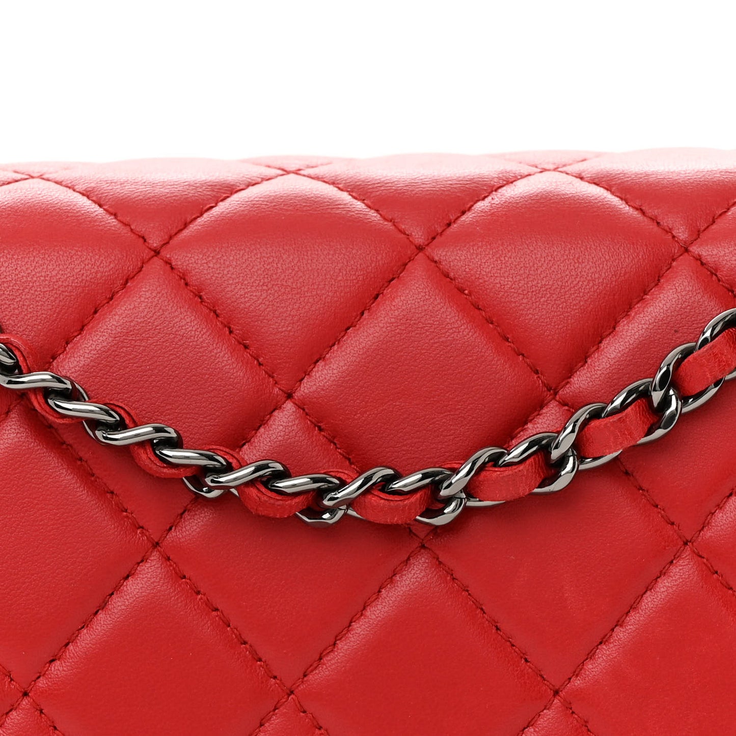 Lambskin Quilted Boy Wallet On Chain WOC Red