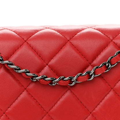 Chanel Lambskin Quilted Boy Wallet On Chain WOC Red 9 of 14