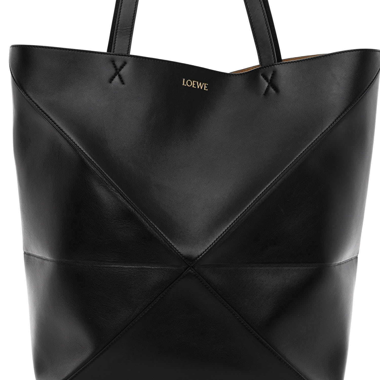 Loewe Shiny Calfskin Large Puzzle Fold Tote Black 6 of 8