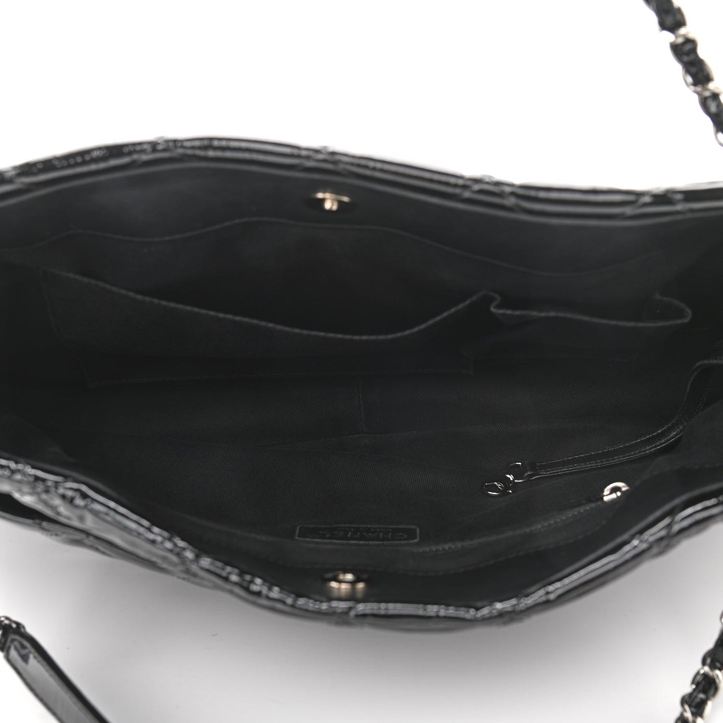 Patent Quilted Timeless CC Soft Tote Black