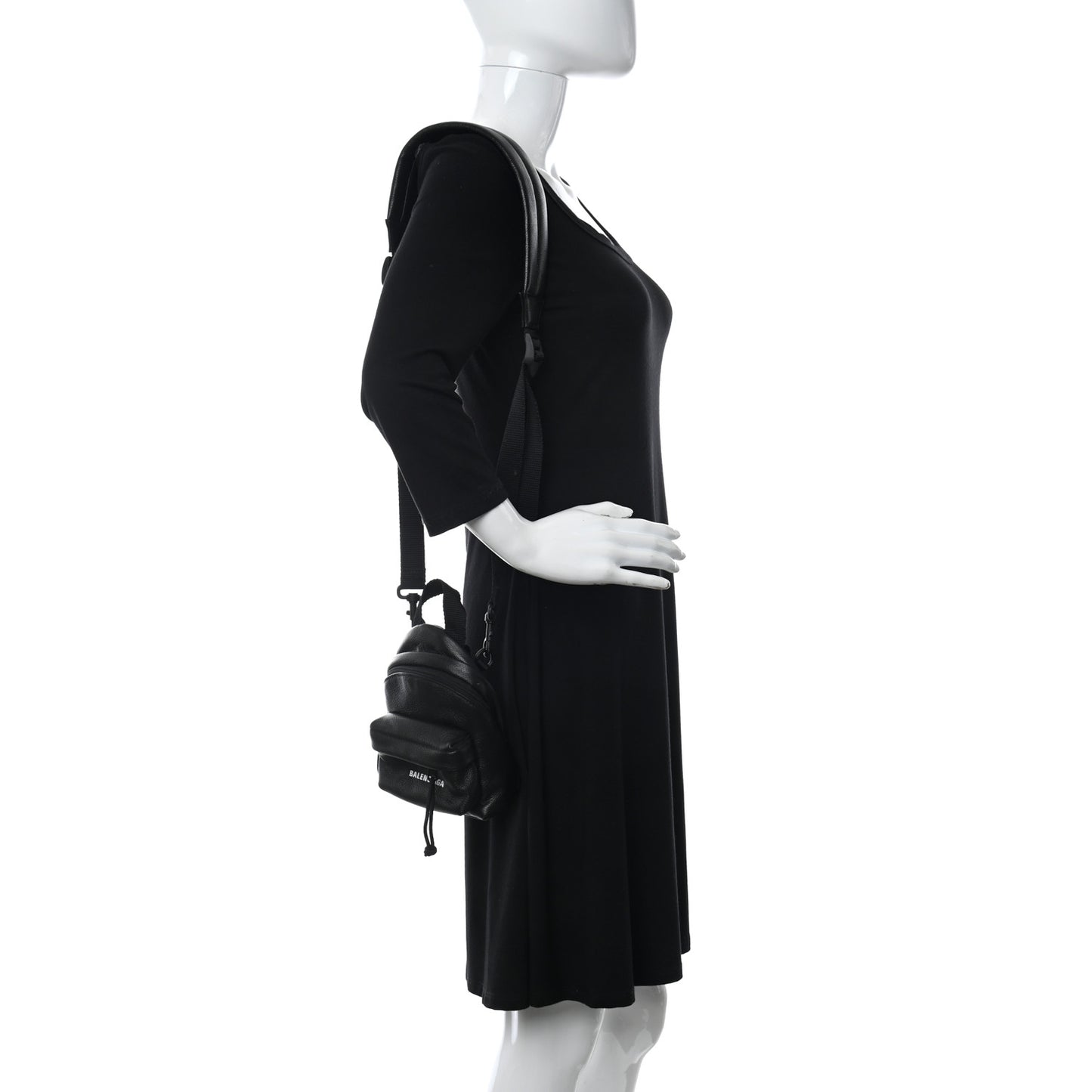 Grained Calfskin Mini Explorer Crossbody Backpack Black