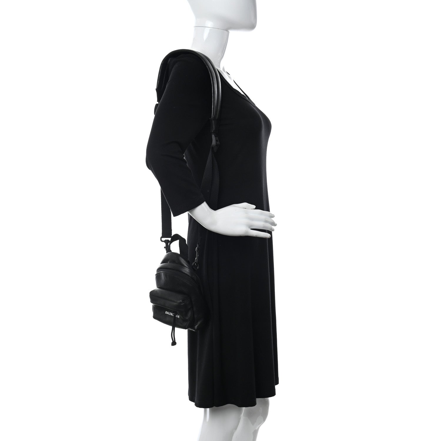 Balenciaga Grained Calfskin Mini Explorer Crossbody Backpack Black 2 of 6