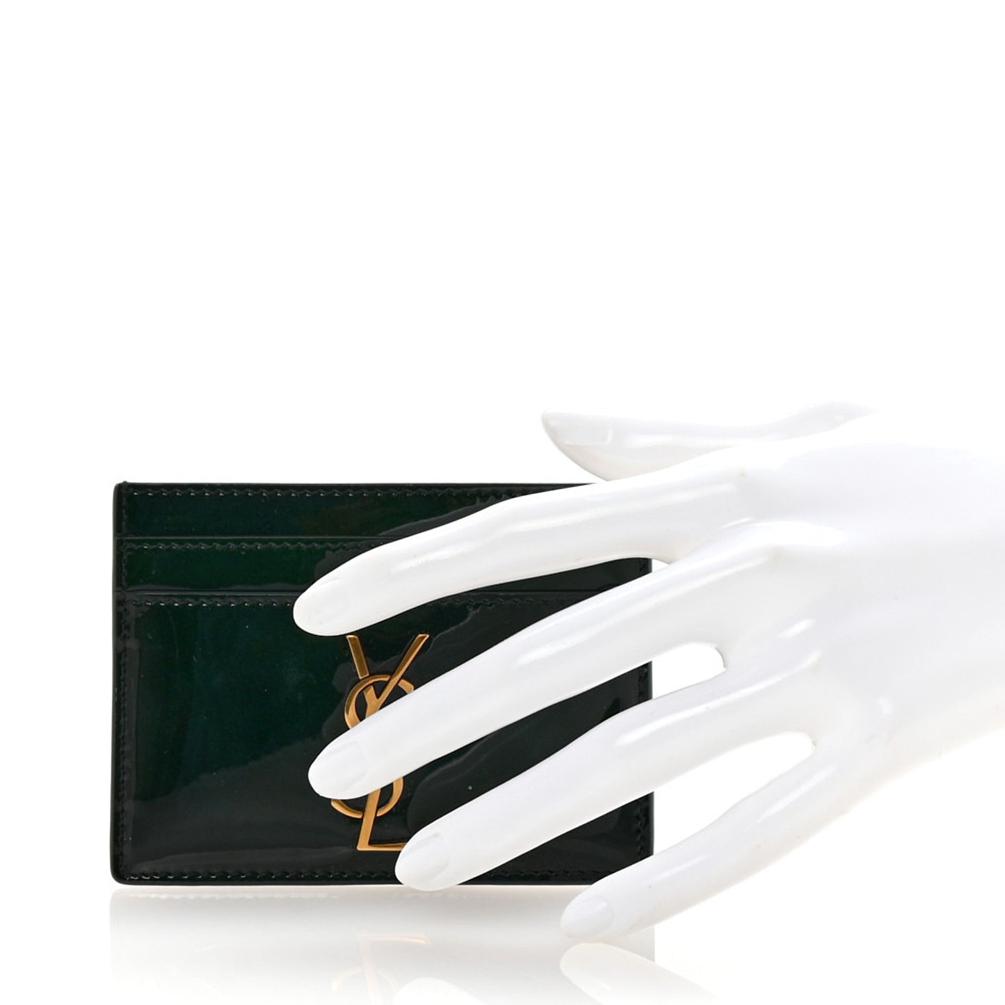 Patent Calfskin Monogram Credit Card Case Fir Leaf