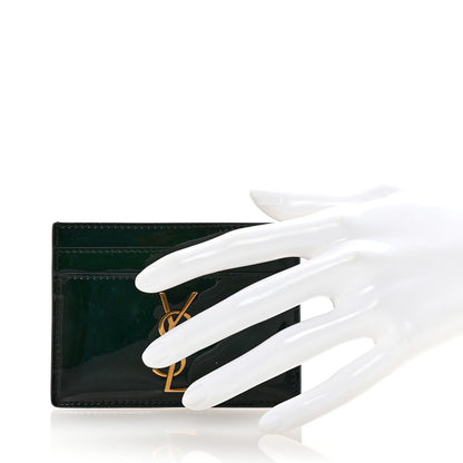 Saint Laurent Patent Calfskin Monogram Credit Card Case Fir Leaf 2 of 7