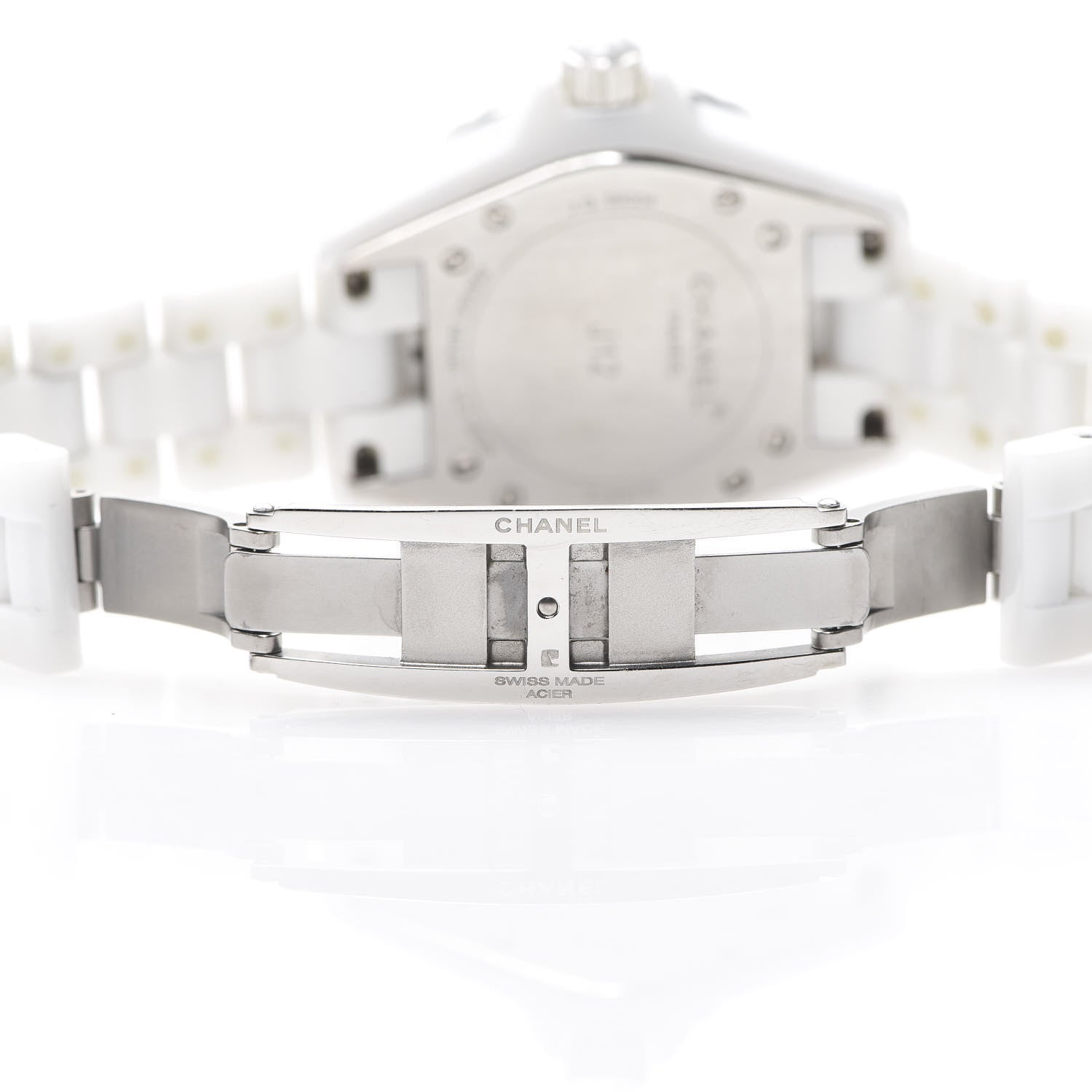 Chanel Stainless Steel Ceramic Diamond 33mm J12 Quartz Watch White 5 of 7
